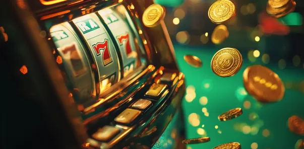 Cash flying out of a slot machine – hit the jackpot!